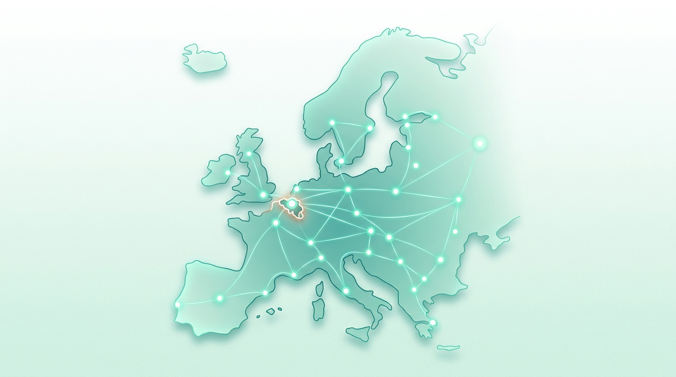 Map of Europe with connected nodes